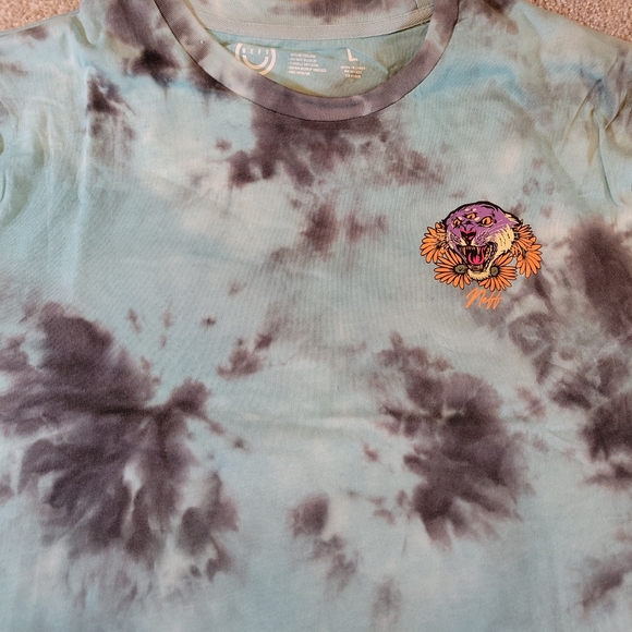 Neff Mens T-Shirt Large Tie Dye 3 Eyed Tiger Back Graphic Skater Streetwear NEW - Picture 2 of 12